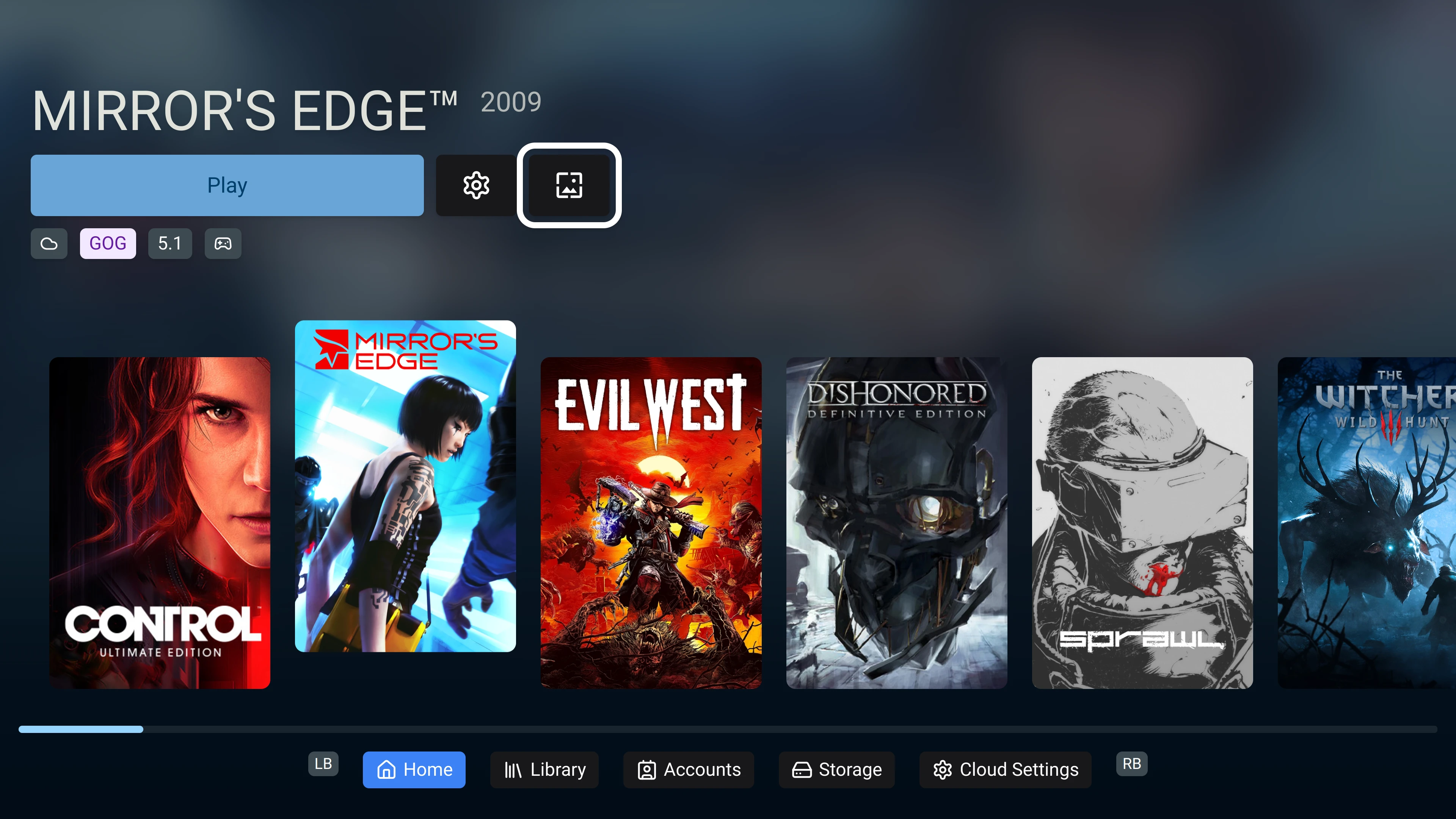 Picture of the "home" page